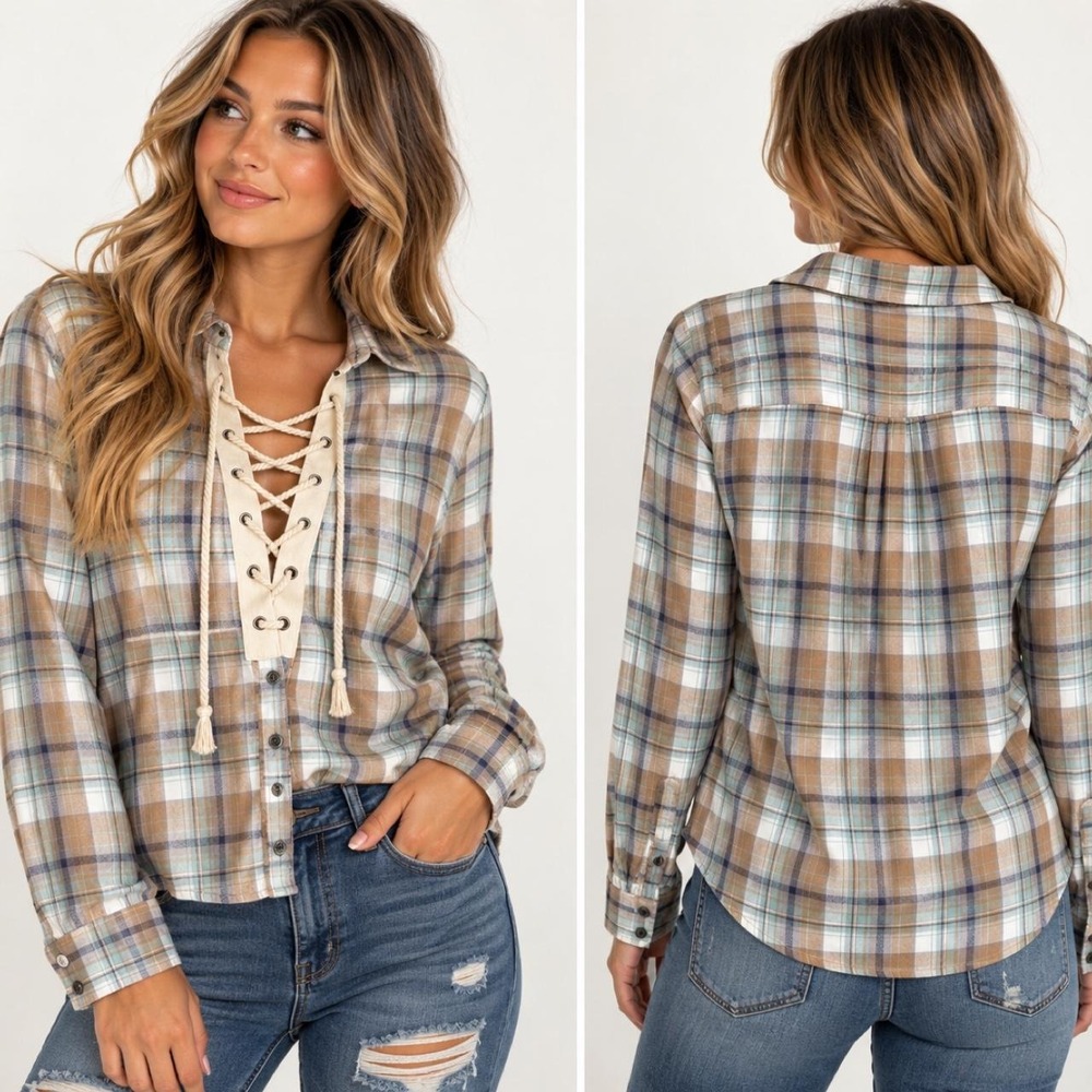 ✨ Super cute Gimmicks by BKE plaid button-up